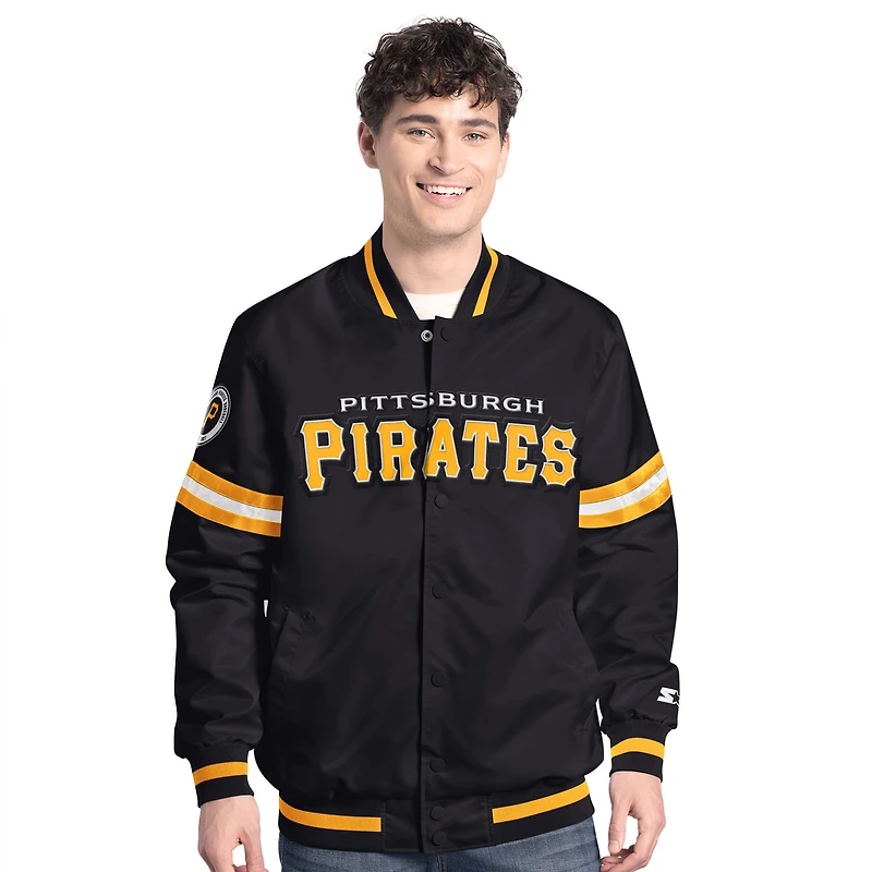 Men's Starter  Black Pittsburgh Pirates Scout Full-Snap Varsity Jacket