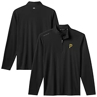 Men's TravisMathew  Black Pittsburgh Pirates Time to Tailgate Tri-Blend Quarter-Zip Pullover