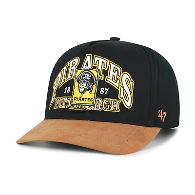 Men's '47 Black/Brown Pittsburgh Pirates Cooperstown Break Wood Suede Hitch Adjustable Hat
