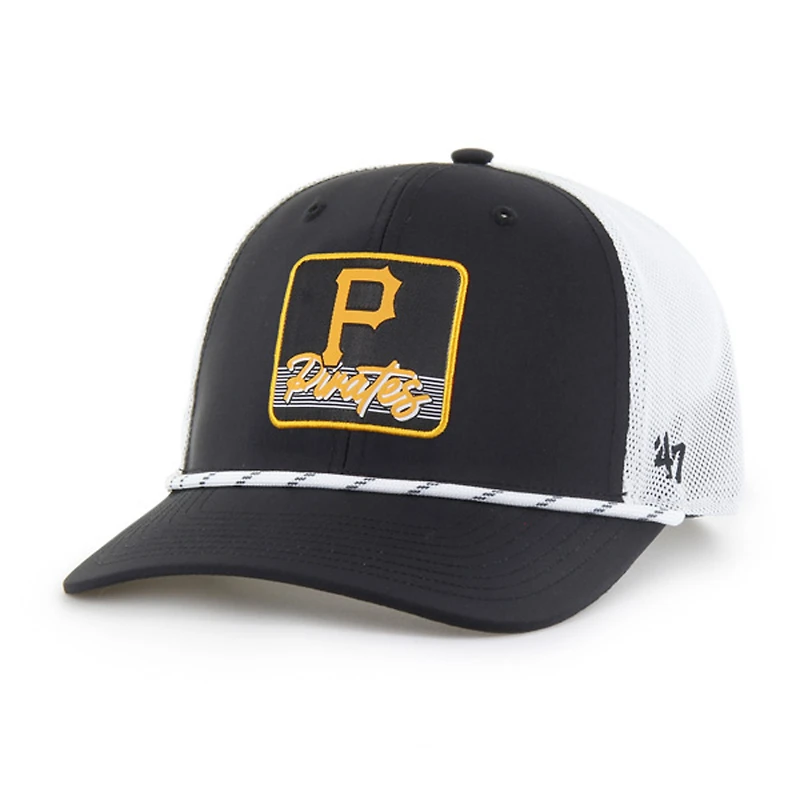 Casquette de camionneur ajustable à rayures noire/blanche '47 des Pirates de Pittsburgh pour hommes