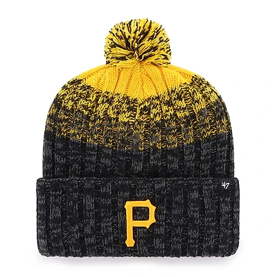 Men's '47 Black Pittsburgh Pirates Cascade Cuffed Knit Hat with Pom