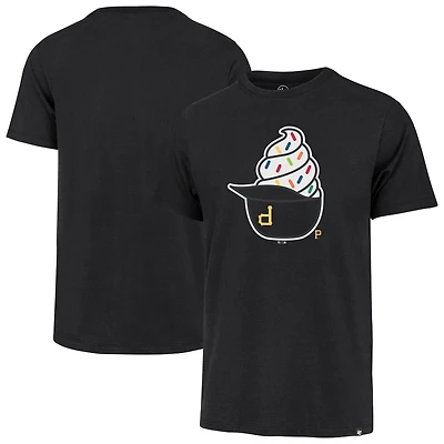 Men's '47 Black Pittsburgh Pirates Ice Cream Helmet Franklin T-Shirt