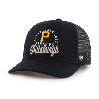 Casquette trucker Pittsburgh Pirates Pitstop noire pour homme, modèle 47, ajustable