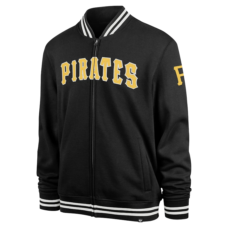 Men's '47 Black Pittsburgh Pirates Wax Pack Pro Camden Full-Zip Track Jacket