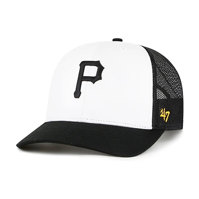 Men's '47 White/Black Pittsburgh Pirates Freshman Trucker Adjustable Hat