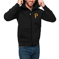 Men's Antigua Black Pittsburgh Pirates Protect Full-Zip Hoodie