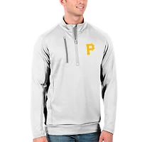 Men's Antigua White Pittsburgh Pirates Generation Quarter-Zip Pullover Jacket