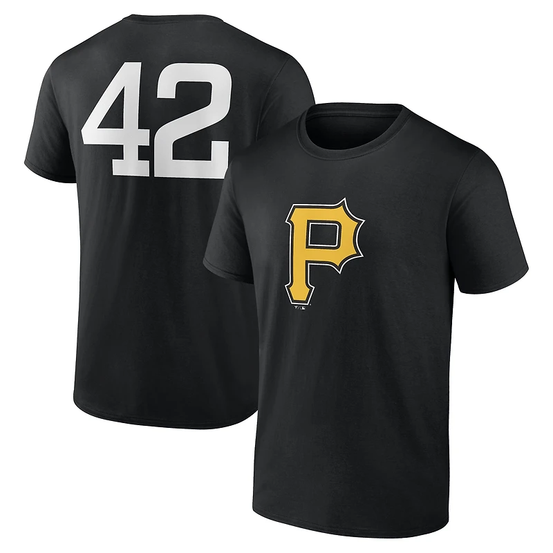 T-shirt noir pour homme avec nom et numéro Jackie Robinson des Pirates de Pittsburgh