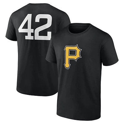 T-shirt noir pour homme avec nom et numéro Jackie Robinson des Pirates de Pittsburgh