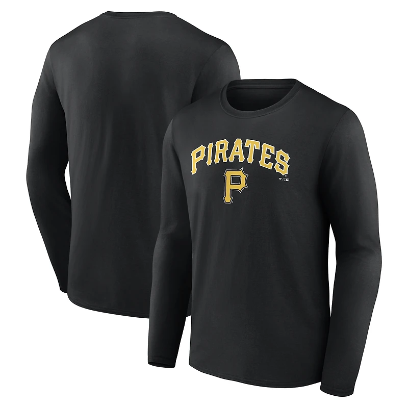 T-shirt noir à manches longues pour homme, motif équipe des Pirates de Pittsburgh