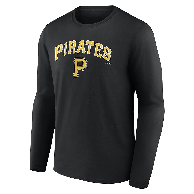 Men's  Black Pittsburgh Pirates Team Lockup Long Sleeve T-Shirt