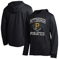 Men's Champion  Black Pittsburgh Pirates Cooperstown Hooded Long-Sleeve T-Shirt