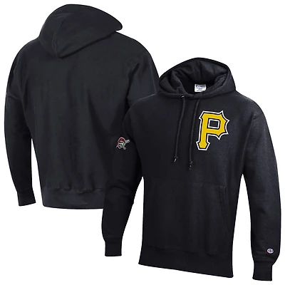 Men's Champion  Black Pittsburgh Pirates Reverse Weave Chenille Hoodie
