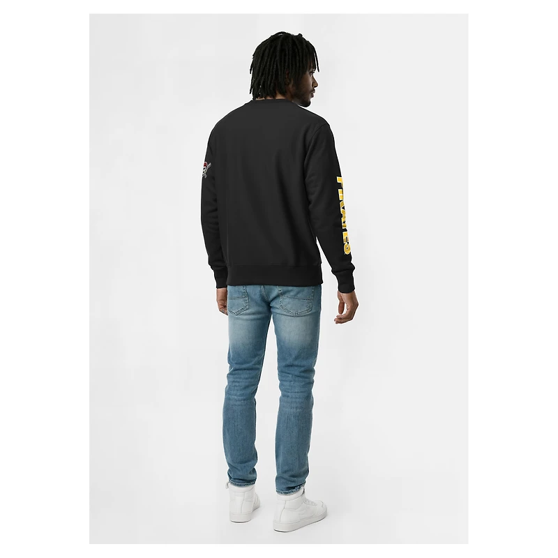 Sweat-shirt Champion noir Pittsburgh Pirates en chenille tissée inversée pour homme