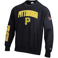 Men's Champion  Black Pittsburgh Pirates Reverse Weave Chenille Sweatshirt