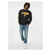 Sweat-shirt Champion noir Pittsburgh Pirates en chenille tissée inversée pour homme