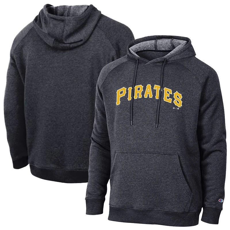 Sweat à capuche raglan noir Champion Pittsburgh Pirates Triumph Tri-Blend pour homme