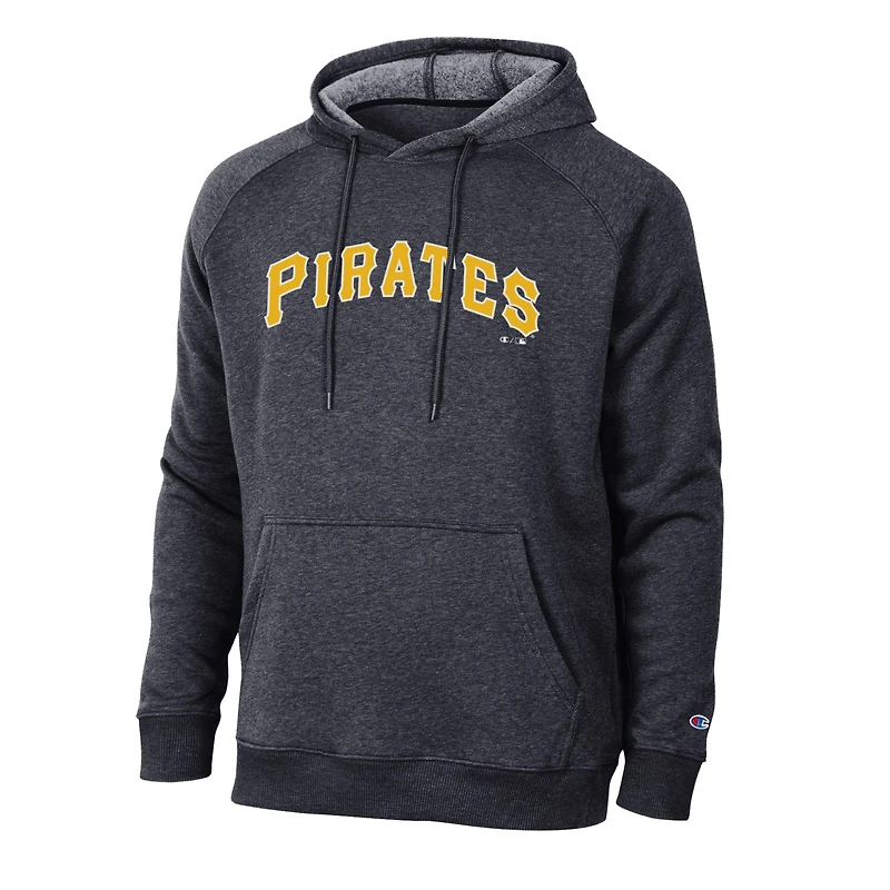 Men's Champion Black Pittsburgh Pirates Triumph Tri-Blend Raglan Hoodie