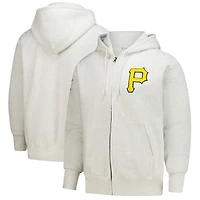 Men's Champion  Heather Gray Pittsburgh Pirates Reverse Weave Chenille Full-Zip Hoodie