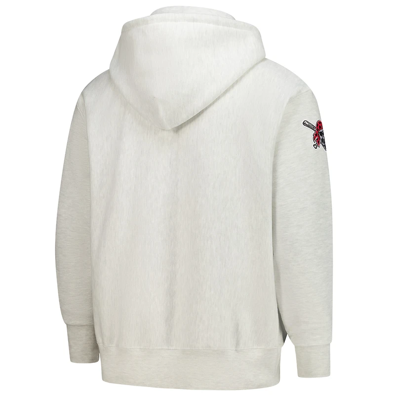 Men's Champion  Heather Gray Pittsburgh Pirates Reverse Weave Chenille Full-Zip Hoodie