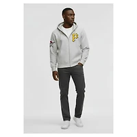 Men's Champion  Heather Gray Pittsburgh Pirates Reverse Weave Chenille Full-Zip Hoodie