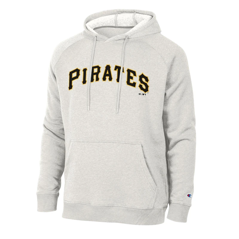 Sweat à capuche raglan Tri-Blend gris chiné ultra clair Champion pour homme, Pittsburgh Pirates.
