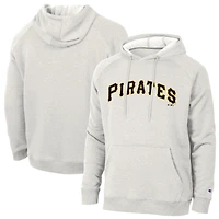 Men's Champion Heathered Core Ultra Light Grey Pittsburgh Pirates Triumph Tri-Blend Raglan Hoodie
