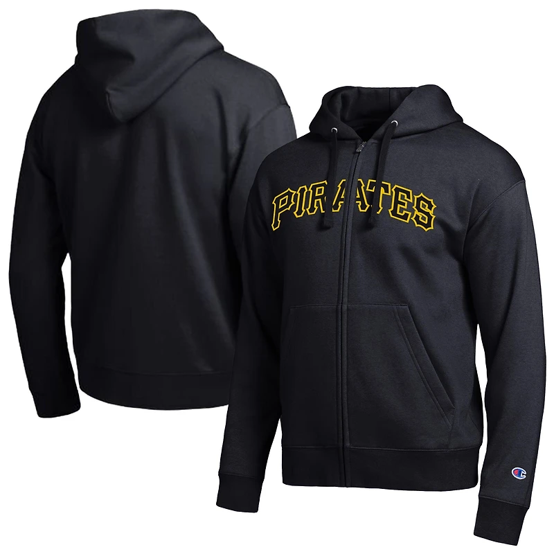 Men's Champion Pittsburgh Pirates Black All-Star Wordmark Full-Zip Hoodie