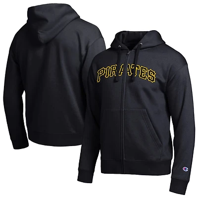 Men's Champion Pittsburgh Pirates Black All-Star Wordmark Full-Zip Hoodie