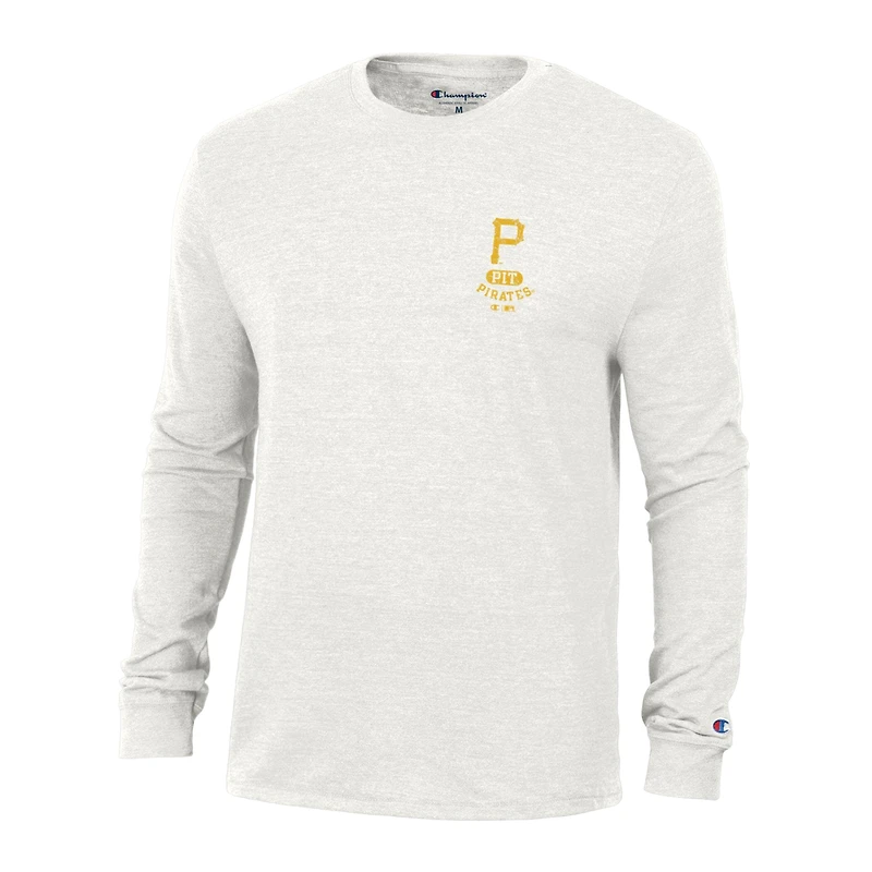 Men's Champion White Pittsburgh Pirates Cooperstown Winning Tradition Tri-Blend Long Sleeve T-Shirt