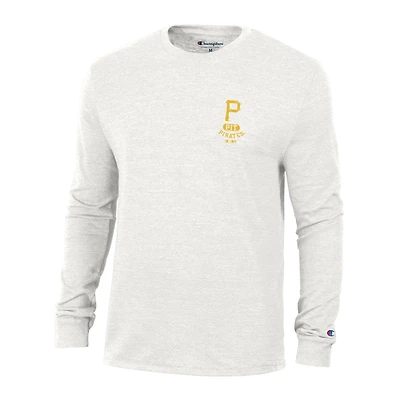 Men's Champion White Pittsburgh Pirates Cooperstown Winning Tradition Tri-Blend Long Sleeve T-Shirt