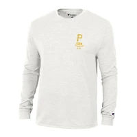 Men's Champion White Pittsburgh Pirates Cooperstown Winning Tradition Tri-Blend Long Sleeve T-Shirt