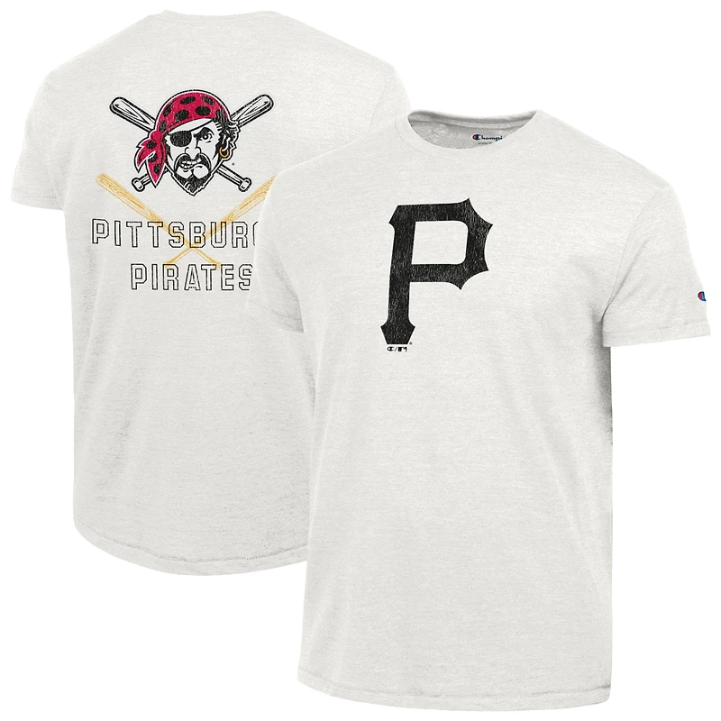 Men's Champion White Pittsburgh Pirates Tri-Blend T-Shirt