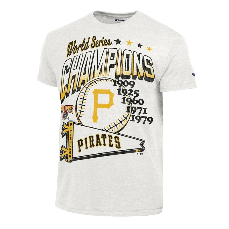 T-shirt Champion blanc Pittsburgh Pirates Winning Tradition Cooperstown Tri-Blend pour homme