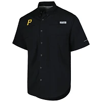 Men's Columbia Black Pittsburgh Pirates Tamiami Omni-Shade Button-Down Shirt