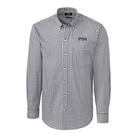 Chemise habillée à manches longues en vichy extensible, couleur anthracite, pour homme, Cutter & Buck Pittsburgh Pirates City Connect.