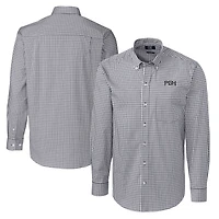 Chemise habillée à manches longues en vichy extensible, couleur anthracite, pour homme, Cutter & Buck Pittsburgh Pirates City Connect.