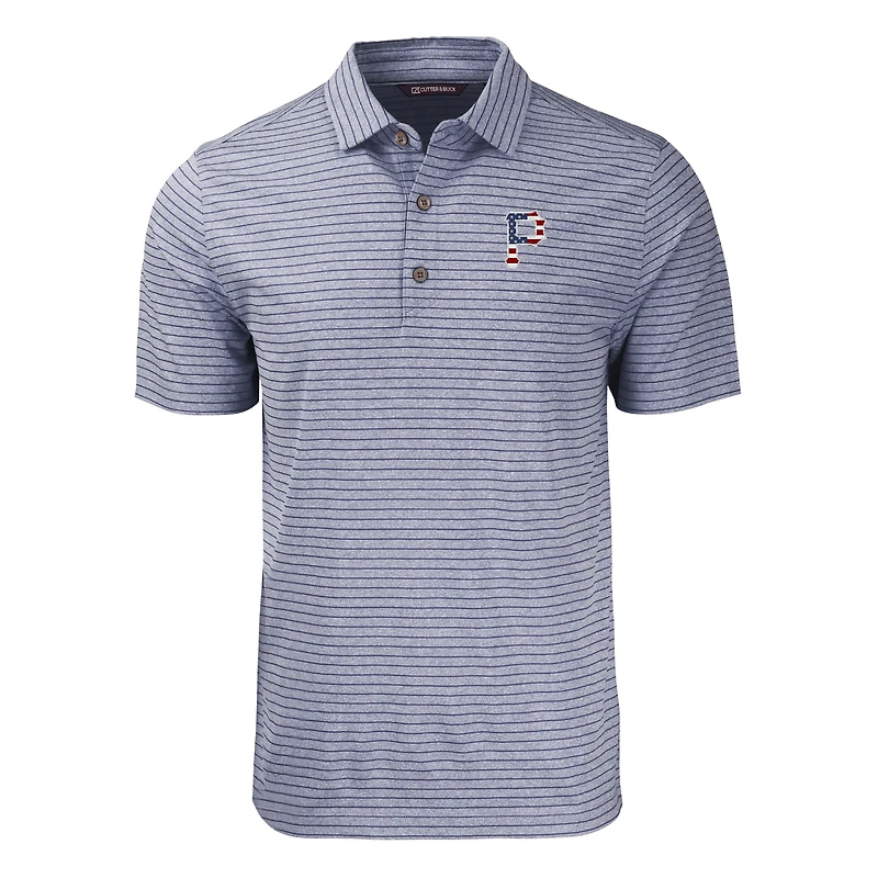 Polo extensible recyclé à rayures et chiné pour homme Cutter & Buck bleu marine Pittsburgh Pirates Stars Stripes Forge Eco Heather
