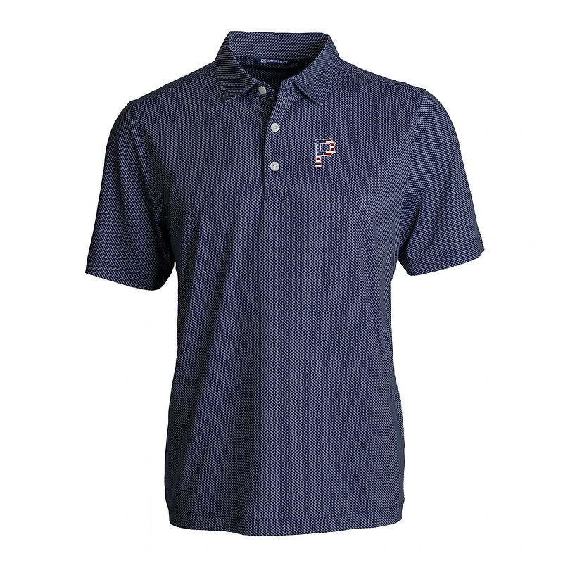 Polo extensible recyclé à imprimé Pike Eco Symmetry pour homme, bleu marine/blanc, motif étoiles et rayures des Pirates de Pittsburgh, Cutter & Buck