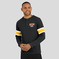 T-shirt Henley à manches longues et col raglan gaufré noir pour homme, collection Darius Rucker par Fanatics, Pirates de Pittsburgh