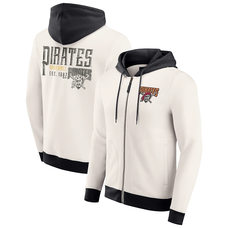 Men's Darius Rucker Collection by Fanatics  Cream Pittsburgh Pirates Polar Fleece Full-Zip Hoodie