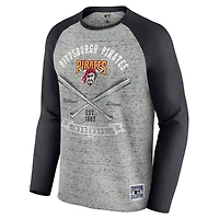 Men's Darius Rucker Collection by Fanatics  Heather Gray Pittsburgh Pirates Raw Edge Raglan Long Sleeve Baseball T-Shirt