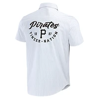 Men's Darius Rucker Collection by Fanatics White Pittsburgh Pirates Pin Stripe Short Sleeve Button-Up Shirt