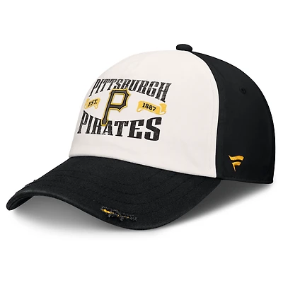 Men's Fanatics Black/Cream Pittsburgh Pirates Heritage Scar Adjustable Hat
