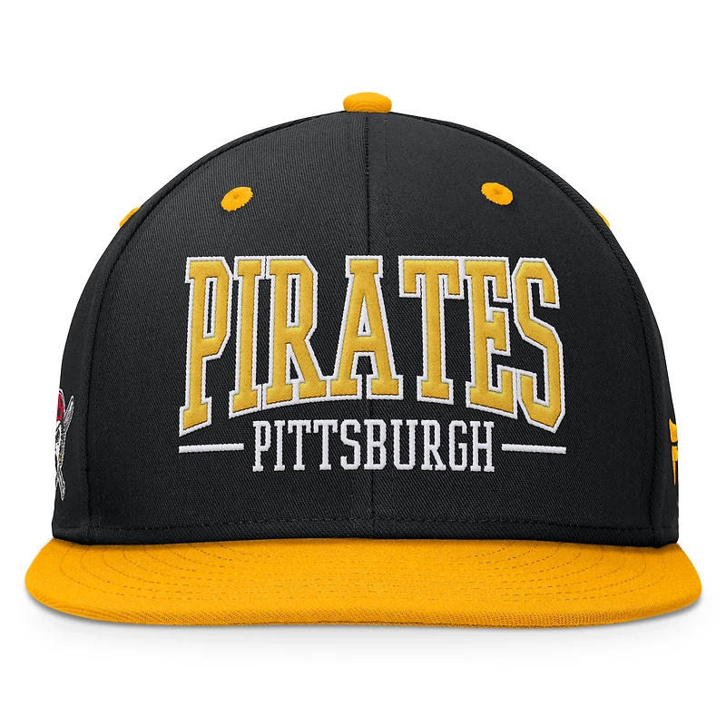 Casquette Snapback Fundamental Bold Fanatics noir/or pour hommes des Pirates de Pittsburgh