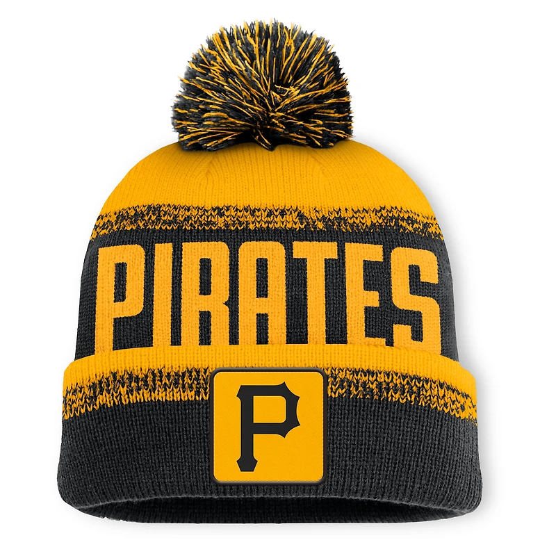 Men's Fanatics Black/Gold Pittsburgh Pirates No-Doubter Cuffed Knit Hat with Pom