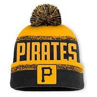 Men's Fanatics Black/Gold Pittsburgh Pirates No-Doubter Cuffed Knit Hat with Pom