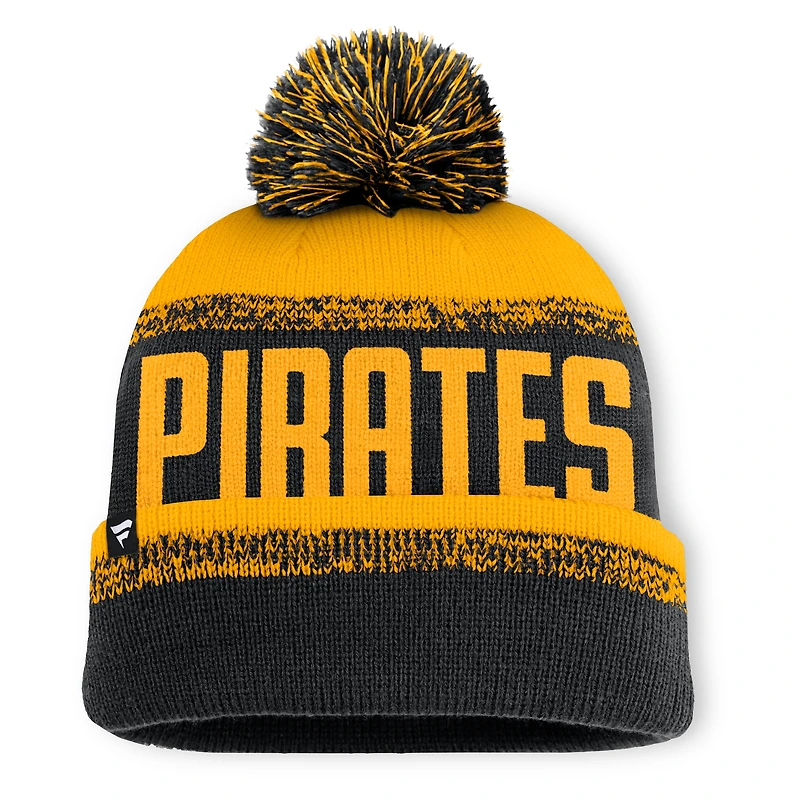Men's Fanatics Black/Gold Pittsburgh Pirates No-Doubter Cuffed Knit Hat with Pom