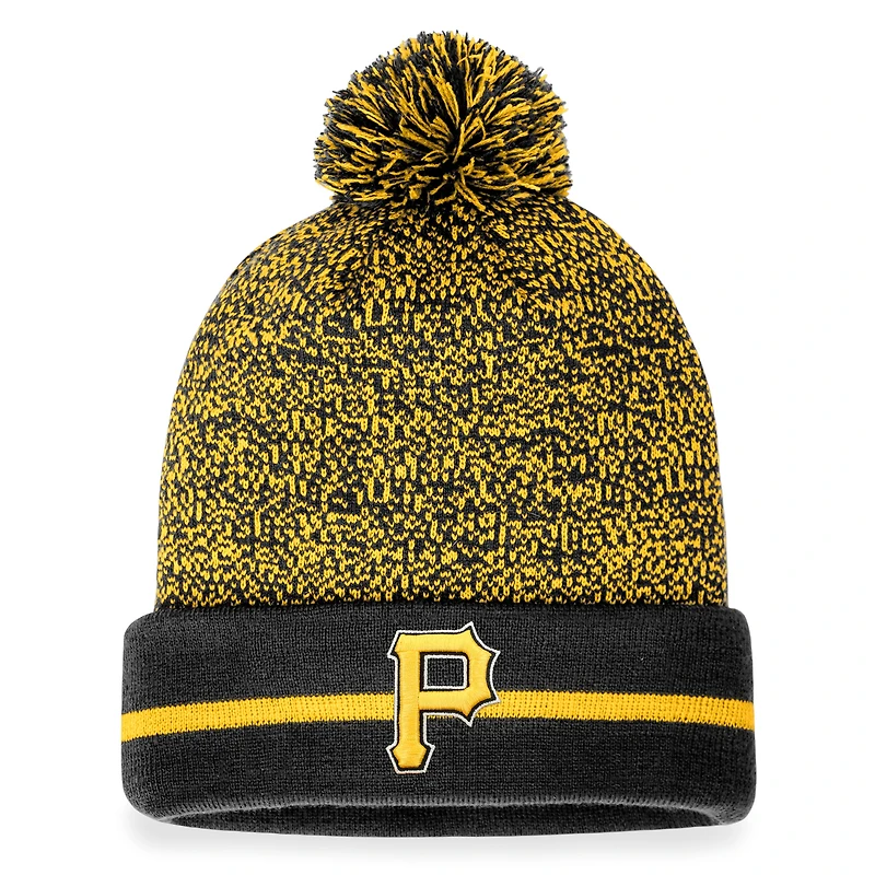 Bonnet en tricot à revers Space-Dye Fanatics noir/or pour hommes avec pompon