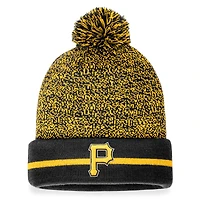 Bonnet en tricot à revers Space-Dye Fanatics noir/or pour hommes avec pompon